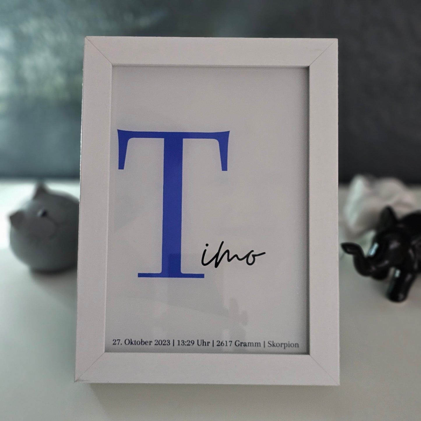 Personalisierter Geburtsrahmen mit Name und Geburtsdetails